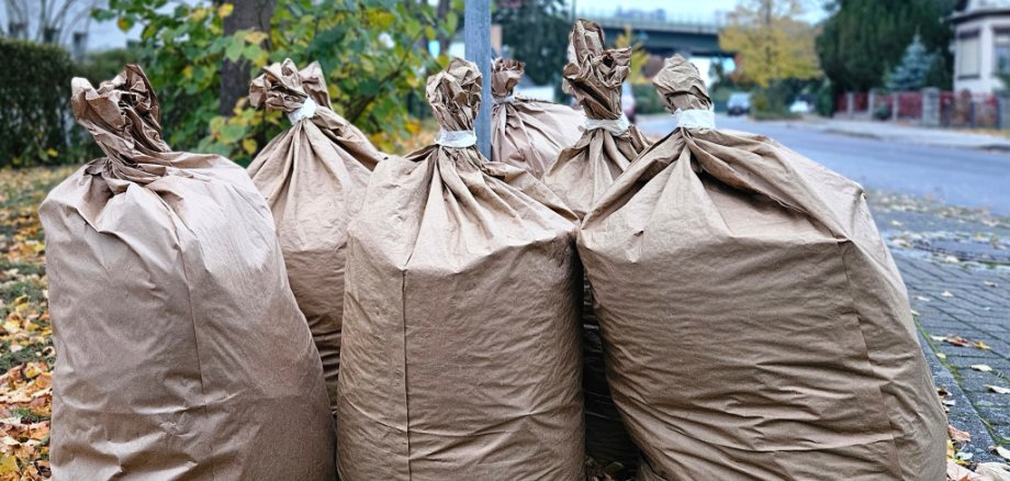 Laubsäcke in einer Straße