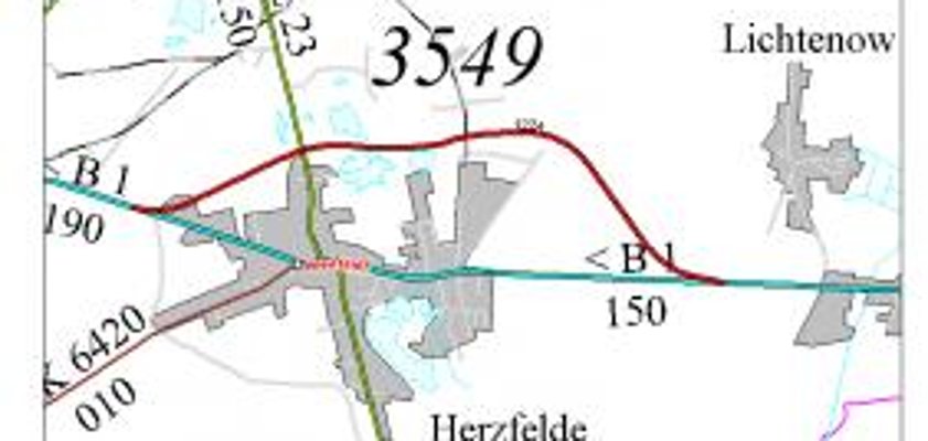 Straßenverlauf der B1-Umgehungsstraße Herzfelde