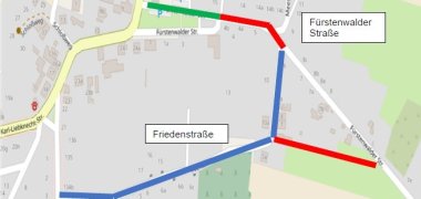 Karte Straßenbau Regenentwässerugn Friedenstr.-Fürstenwalder Str.