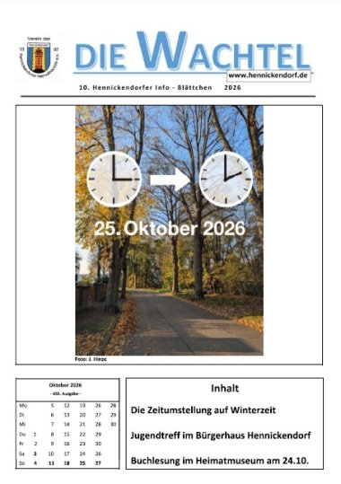Titelansicht der aktuellen Ausgabe der Wachtel