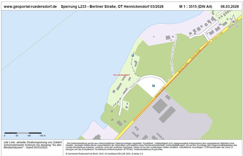 Karten Sperrung L233, 03-2026