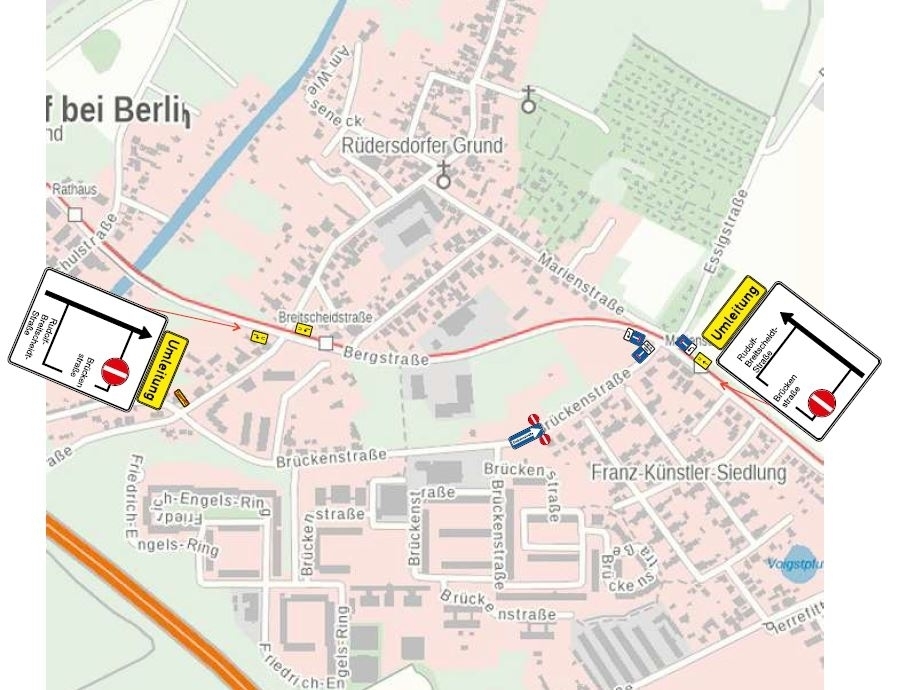 Einbahnstraßenregelung in der Brückenstraße