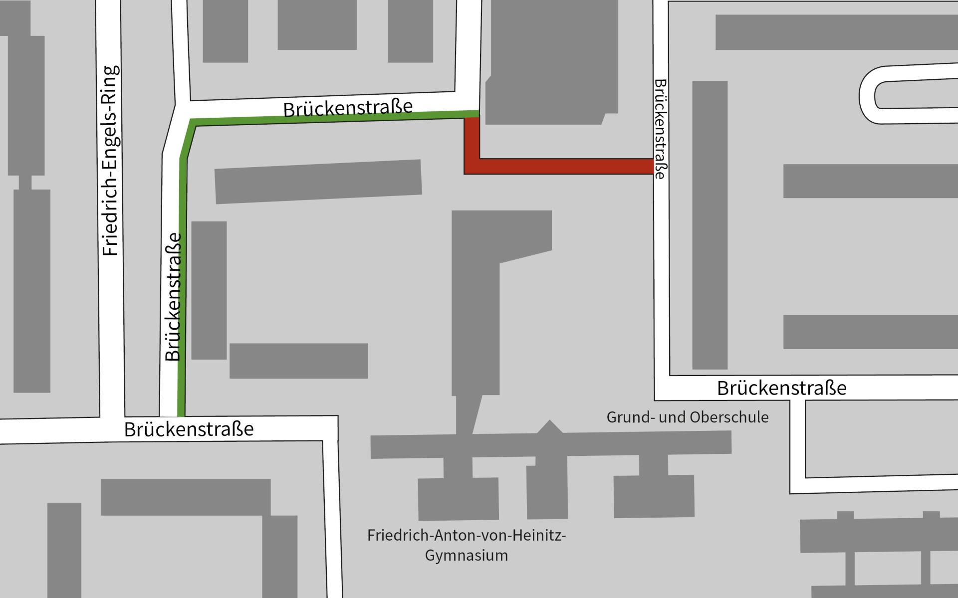 Geänderte Verkehrsführung im Bereich Brückenstraße 82 - 91