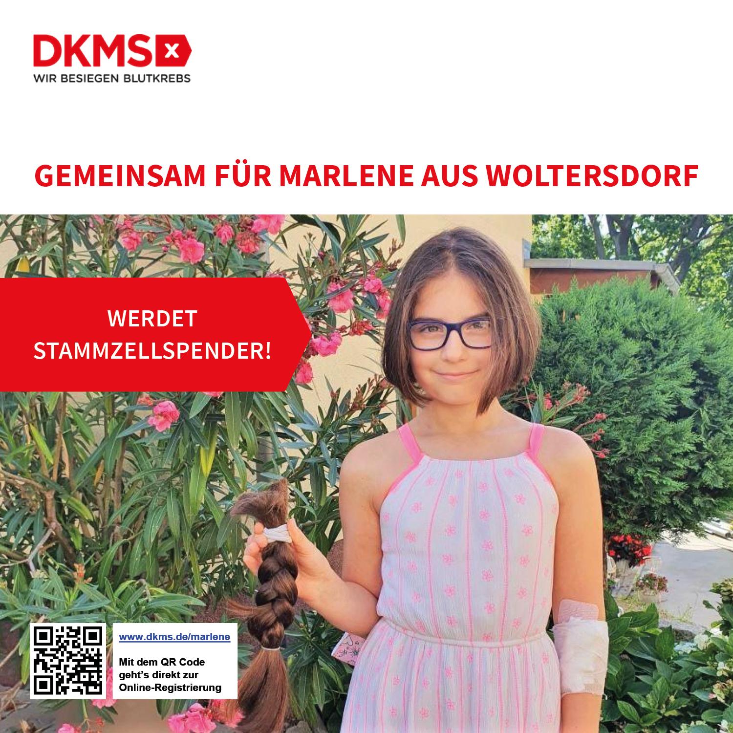 Gemeinsam für Marlene aus Woltersdorf - Aufruf der DKMS
