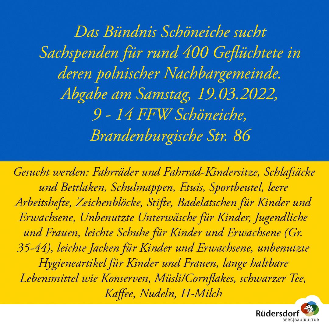 Spendensammlung in Schöneiche am 19. März 2022